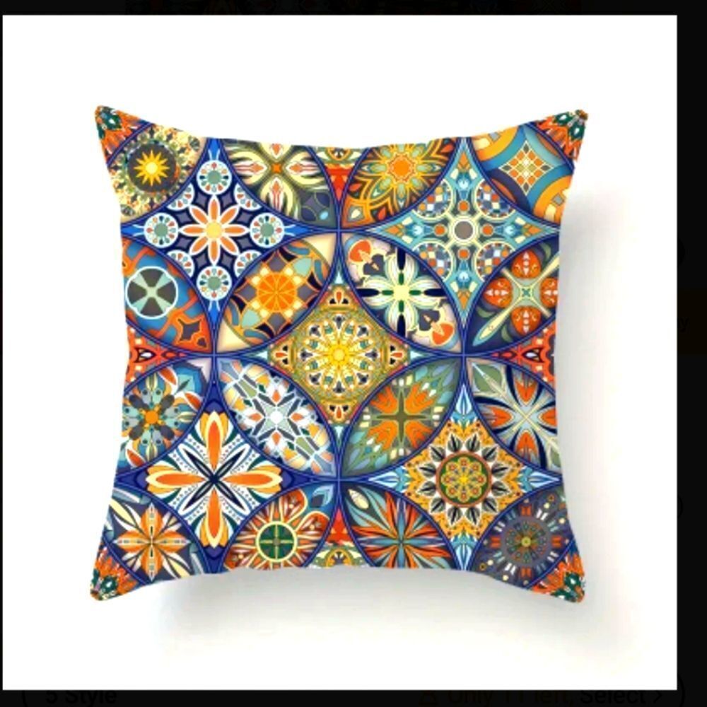 Boho Mandala throw pillow cover zipper closure pillowcase